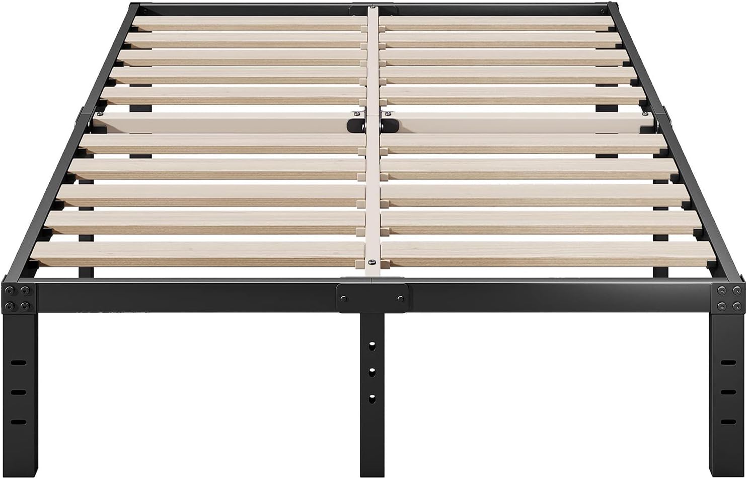 ZIYOO Queen Bed Frame, 3' Wide Wood Slats Heavy Duty 3500lbs Support Metal Platform, 16 Inch High, No Box Spring Needed, Noise Free, Non-Slip, Easy Assembly