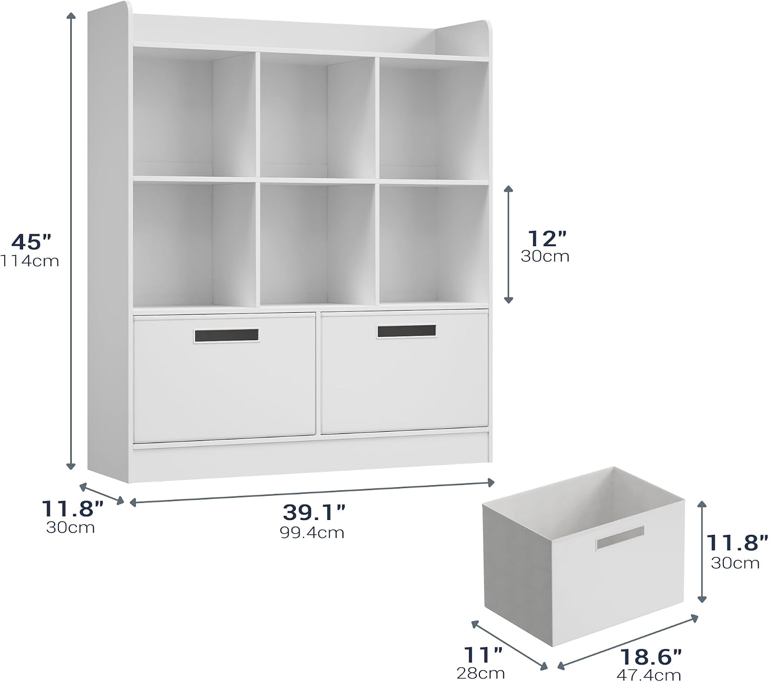 Housoul 8 Cube Kids Bookshelf with Fabric Drawers, 3-Tier Wooden Open Shelf Bookcase, Freestanding Book Shelves, Kids Bookcase Cubby Storage Organizer for Living Room, Office, White