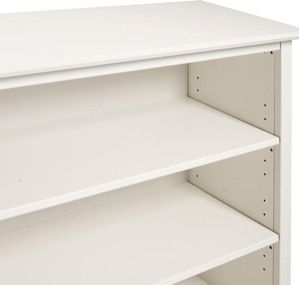 Simplicity Transitional Children's Under Window Bookshelf in White, Anti-tipping Hardware, Durable Brazilian Pine & Pine Veneer, Adjustable Shelves, Safety Standards, Modern