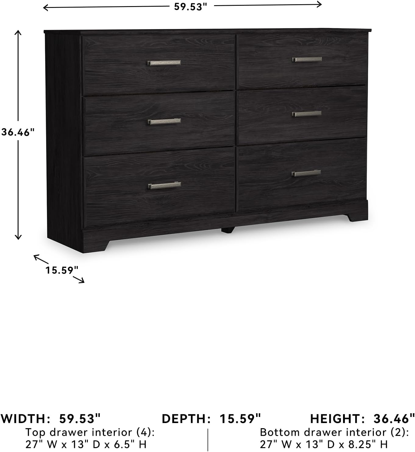 Signature Design by Ashley Belachime 6 Drawer Dresser, Black