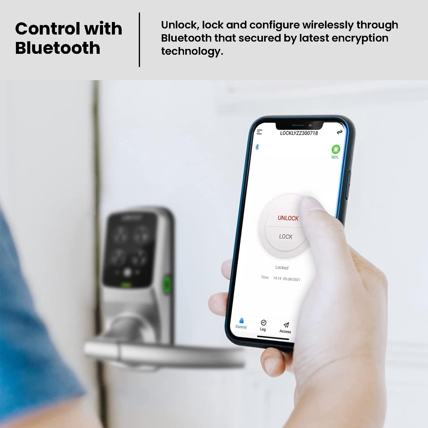Lockly Secure Plus, Bluetooth Smart Door Lock, Keyless Entry Door Lock with Handle, PIN Genie® Keypad, 3D Biometric Fingerprint Sensor, Auto Lock