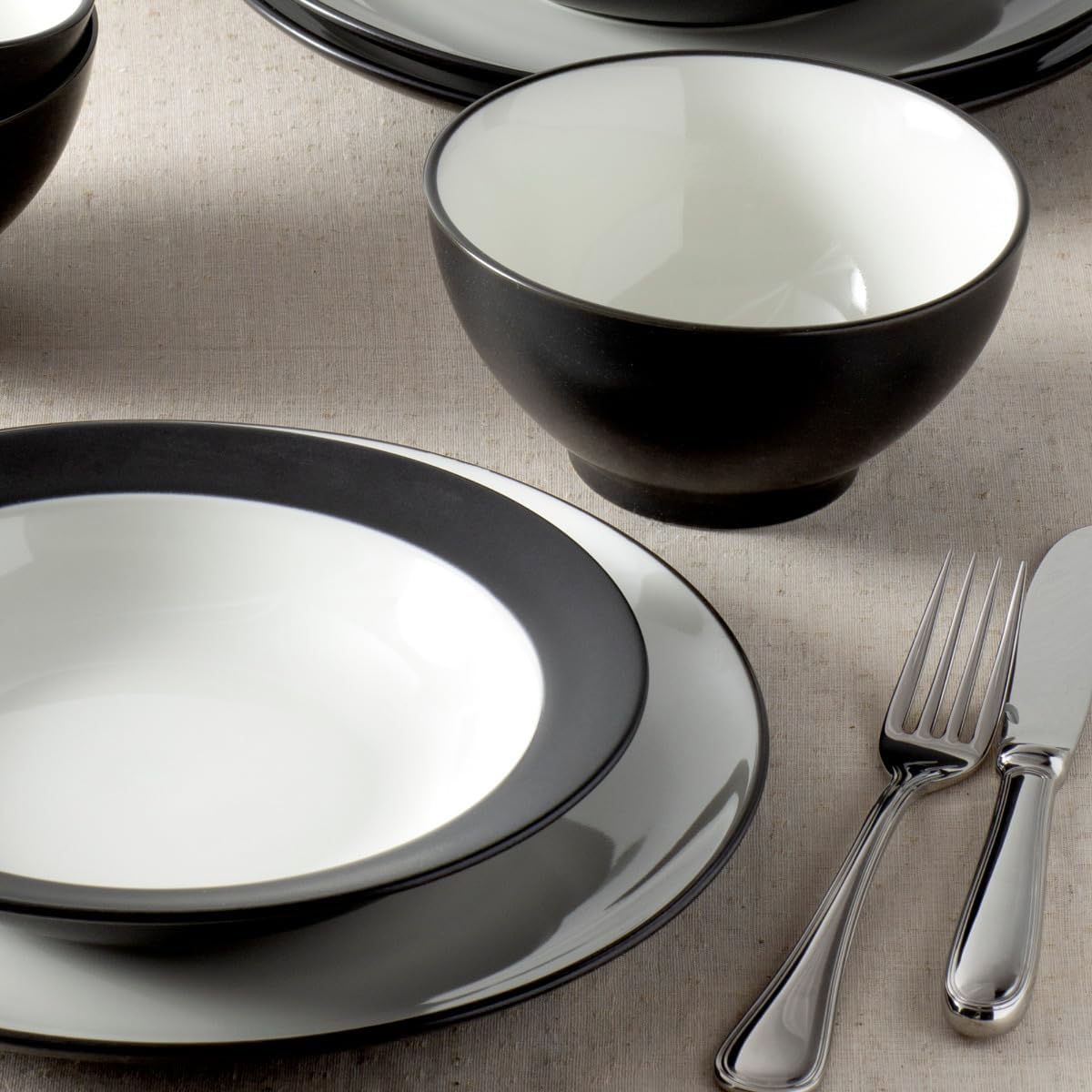 Noritake Colorwave Graphite 12-Piece Coupe Dinnerware Set, Service for 4