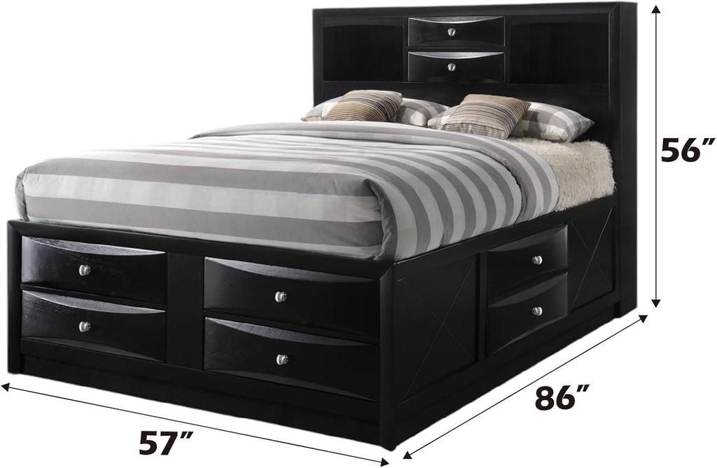 Acme Ireland Full Wood Platform Bed with Storage Drawer in Black
