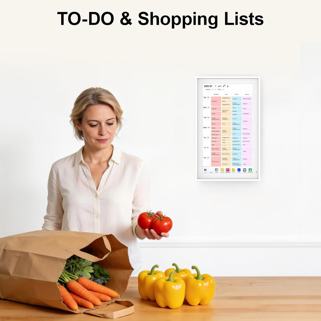Digital Calendar 15.6' Digital Wall Planners for Family Schedules, Electronic Calendar with 1920*1080 Interactive Touchscreen, Digital Photo Frame Built-in 64GB Memory, Smart Calendar-White