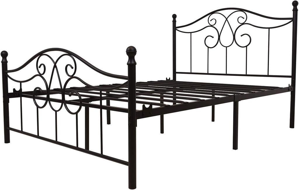 Vintage Sturdy Full Size Metal Bed Frame with Headboard and Footboard Basic Bed Frame No Box Spring Needed (Full,Black)