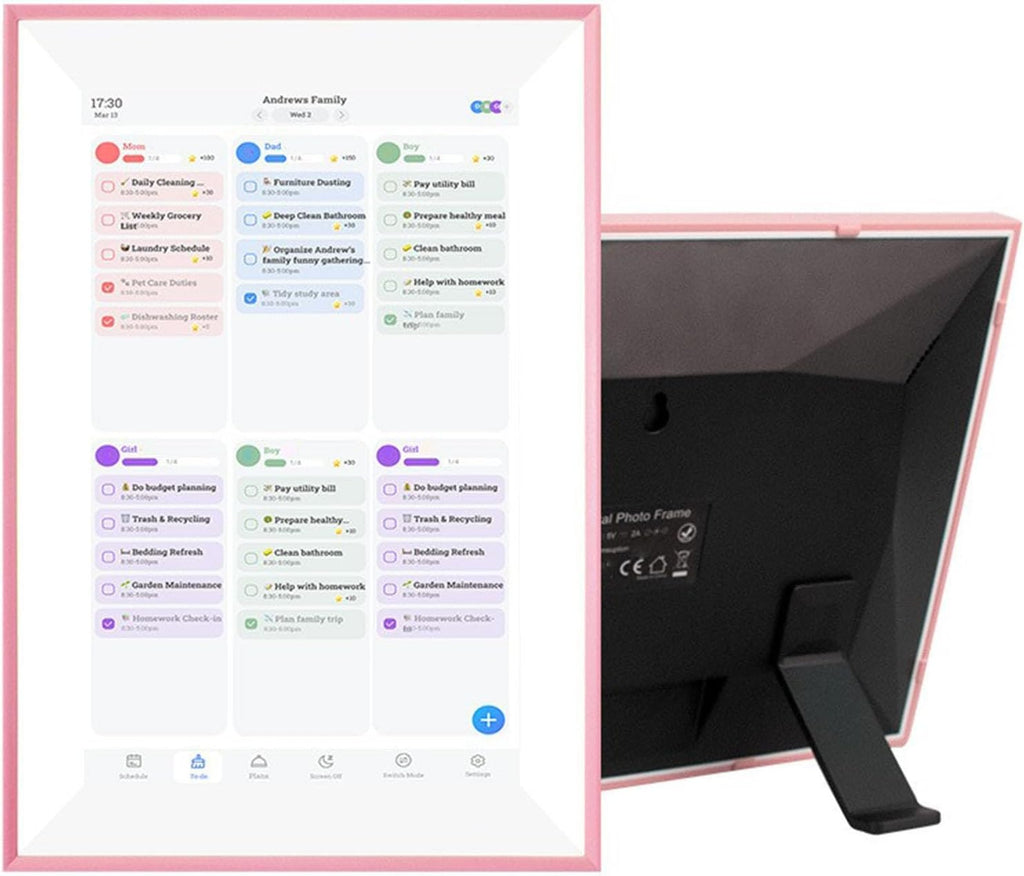 GOWENIC 10.1 Inch Smart Digital Calendar, WiFi Touchscreen Interactive Display with Chore Charts, Family Schedules & Meal Planner for Seamless Scheduling, Pink