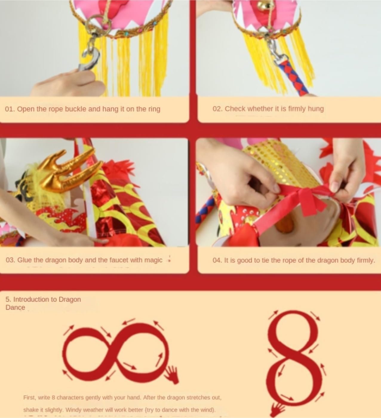 Chinese New Year Decorations Chinese Dragon Dance Ribbon Streamer for Outdoor Fitness Party Stage Performance Prop Spring Festival Party Supplies(Yellow,10m)