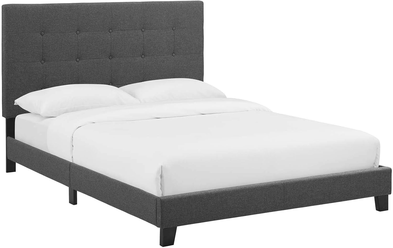 Modway Melanie Tufted Fabric Upholstered Full Platform Bed in Gray