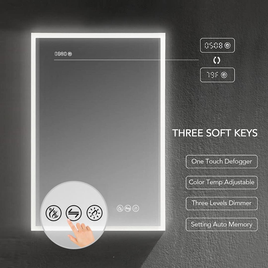 Blossom LED Lighted Mirror Medicine Cabinet, 20x32 Inch, Right Hinge, Recessed/Surface Bathroom LED Medicine Cabinet with Mirror, Defogger, Adjustable Brightness, 3X Makeup Mirror, Outlets & USB Ports