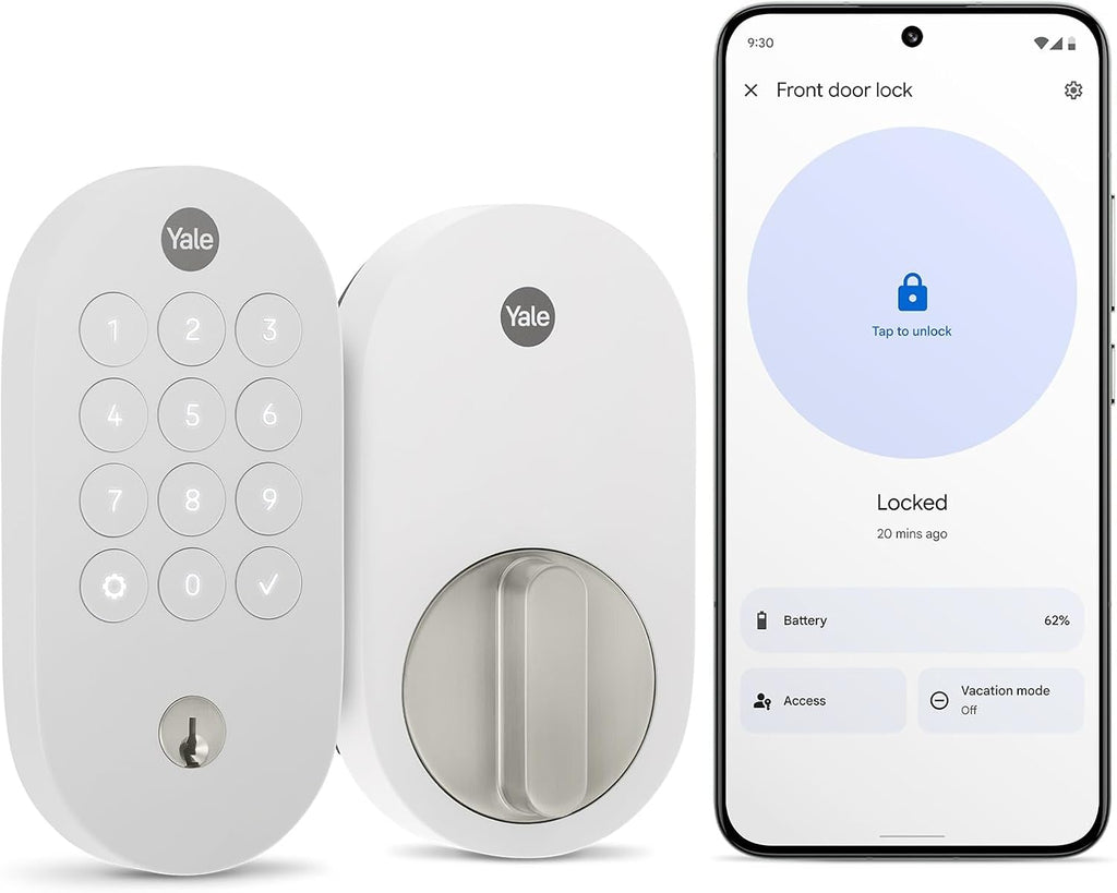 Yale Snow Keyed Deadbolt Smart Lock with Google Matter, YRD510-MT1-SNW