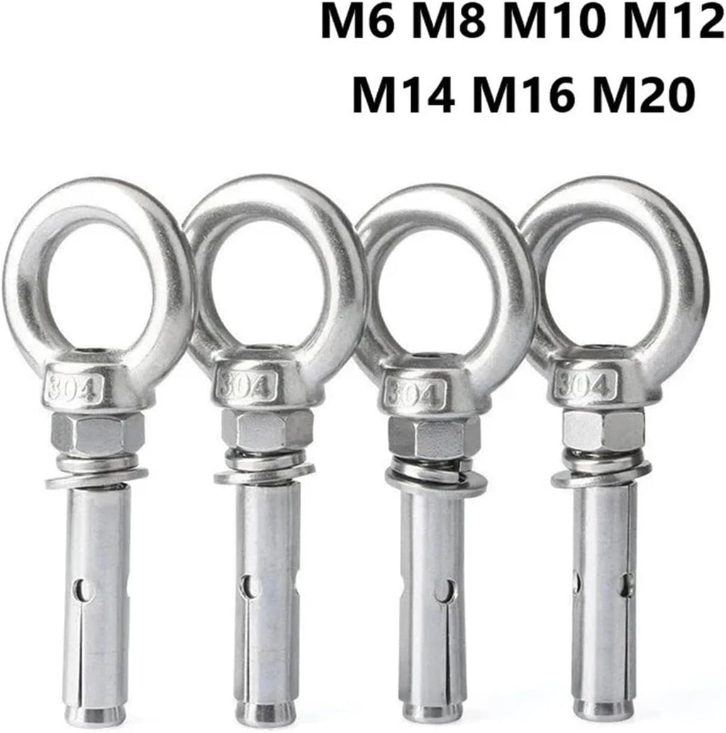 M6~M16 Sleeve Anchor Concrete Expansion Bolt 304Stainless Steel Hook Universal Ring Screws(M16x120mm 1pc)