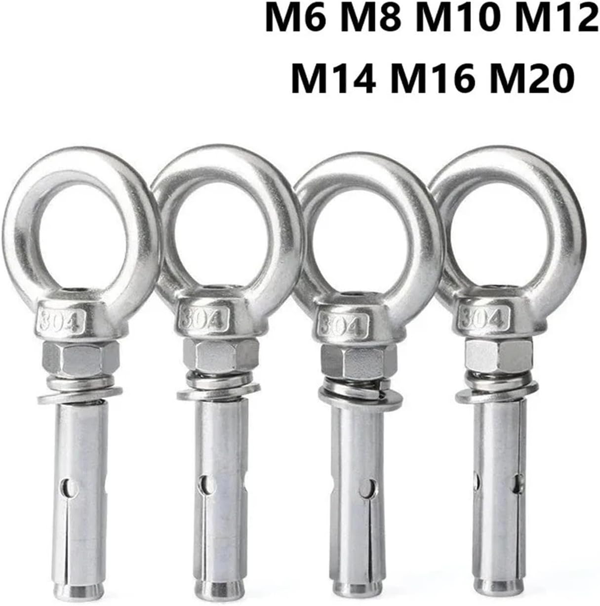 M6~M16 Sleeve Anchor Concrete Expansion Bolt 304Stainless Steel Hook Universal Ring Screws(M16x200mm 1pc)