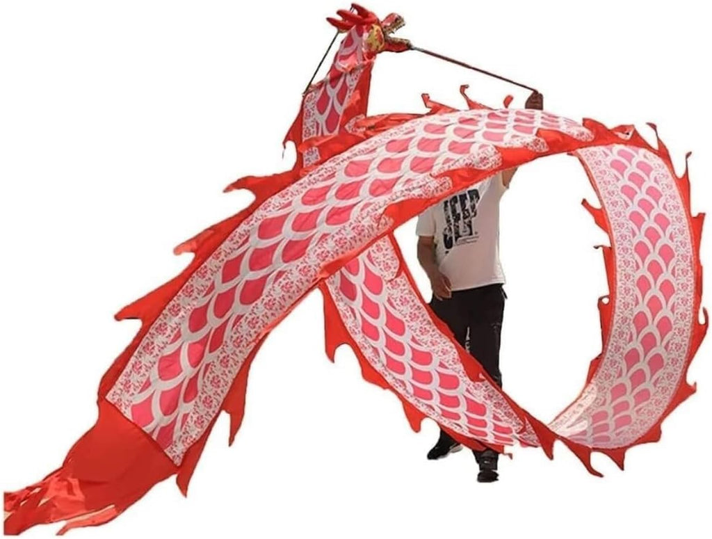 Chinese New Year Decorations Streamer Dragon Dance Silk Lion Dance Entertainment Equipments Outdoor Dragon Fitness Ribbon Perfect Lifelike Spring Festival Party Supplies(Red,8m/26.2ft)