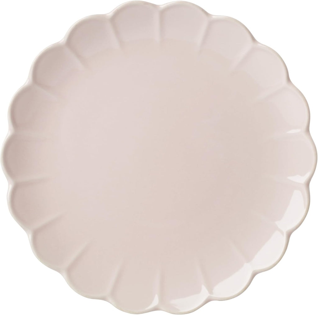 Lenox Dinnerware Set, French Perle Scallop Blush 12-Piece Set, Service For 4, Stoneware, Dishwasher Safe, Microwave Safe, Plates and Bowls sets, Dish Set, Plate Set, Home And Kitchen (Pink, 12 Piece)