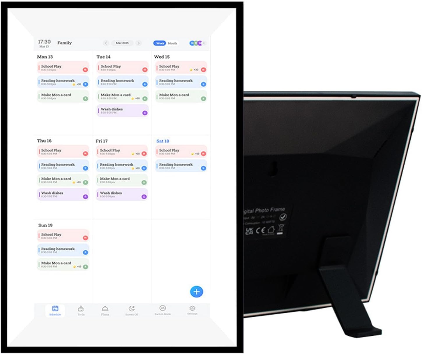 Digital Calendar Family Planner, 10.1 Inch HD Touchscreen with Chore Chart, Meal Planner, Desk Wall Mount Home Organizer