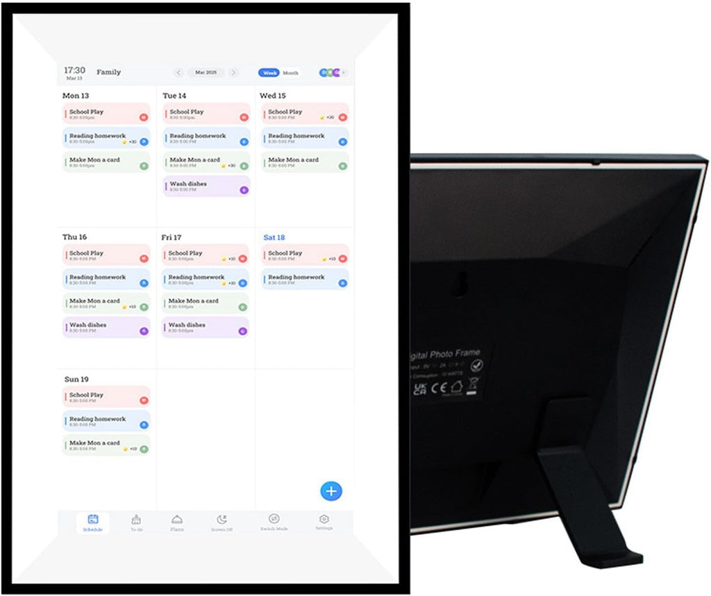 Dpofirs 10.1 Inch Smart Digital Calendar, Chore Chart, Meal Planner, Electronic Calendar Chore Chart for Family MonthlyWeeklyDaily Planner, HD Touchscreen