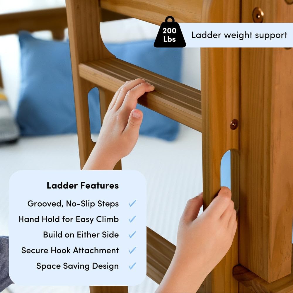 Max & Lily Bunk Bed Twin over Twin, Solid Wood Bunk Bed Frame with Ladder for Kids, 14' Safety Guardrails, Easy Assembly, No Box Spring Needed, Pecan