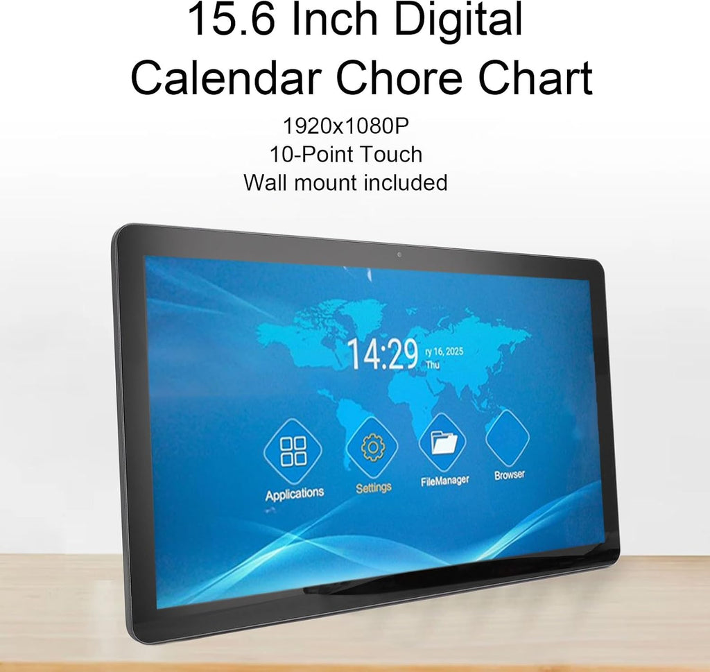 15.6 Inch Digital Calendar, Touch Screen Display, Smart Home Controller, Family Chore Chart, with Aluminum Alloy Stand, Video Call Photo Frame (US Plug)