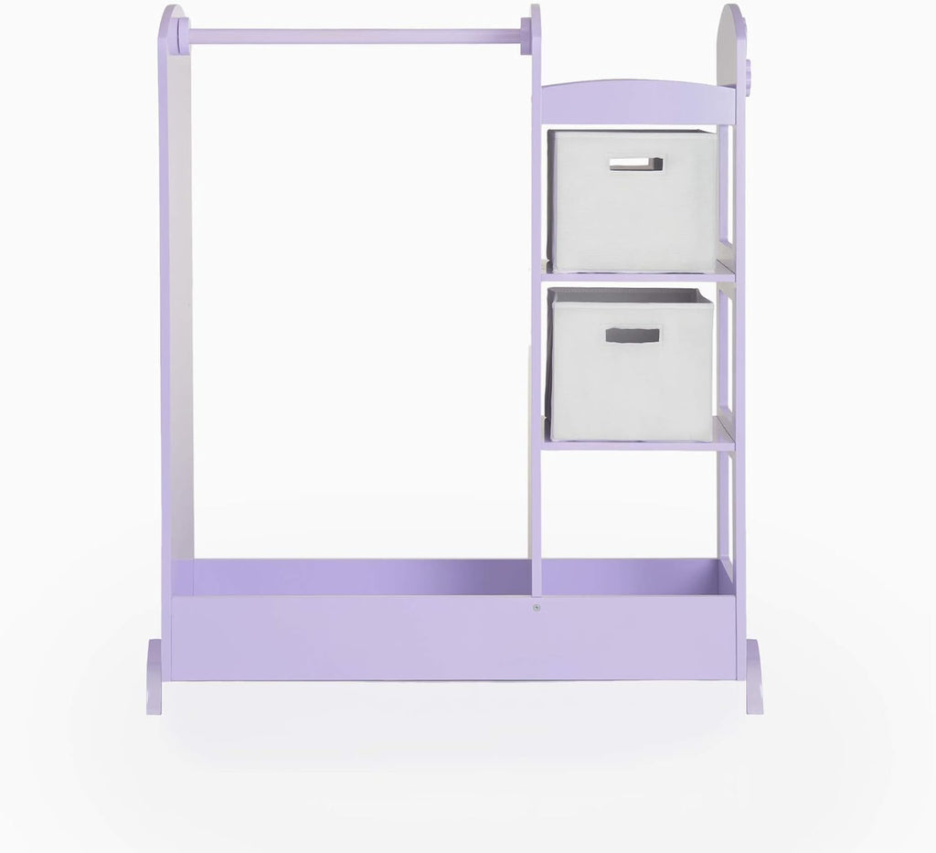 Guidecraft See and Store Dress-up Center – Lavender: Pretend Play Storage Closet with Mirror & Shelves, Armoire for Kids with Bottom Tray - Costume Storage Dresser