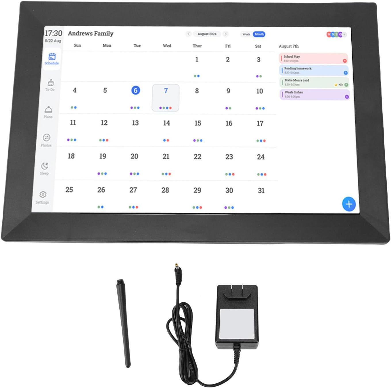 Pomya 13.3 Inch Smart Digital Calendar with Touchscreen Display, WiFi Family Planner Board, Interactive Electronic Wall Calendar Frame with Photo Display (US Plug)