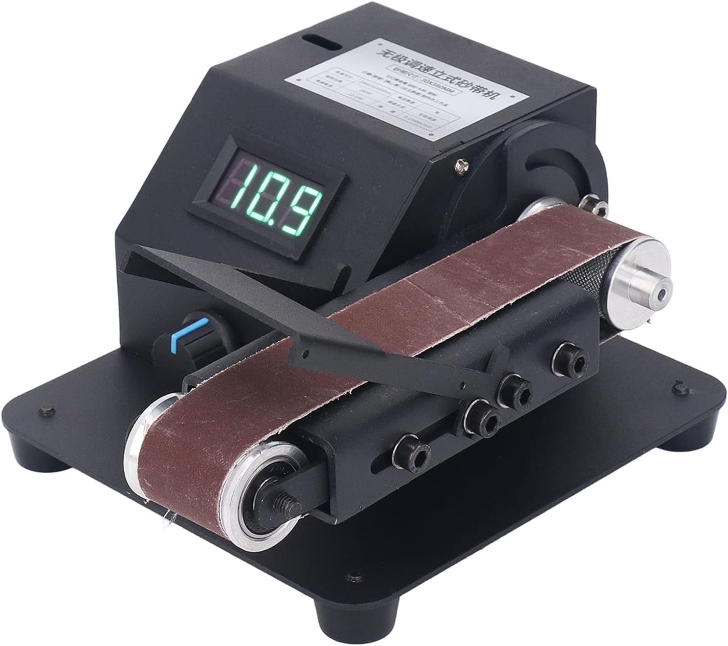 Benchtop Belt Sander with 10 Abrasive Belts 30 Type, 350W 0~90° Adjust Digital Display Sanding Belt Machine, 0~10000Rpm Electric Polishing Grinding Tool