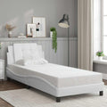 Modern White Bed Frame with Ample Storage Space, Stain-Resistant Faux Leather Upholstery, Easy Assembly, Durable Engineered Wood and Metal Construction for Bedroom