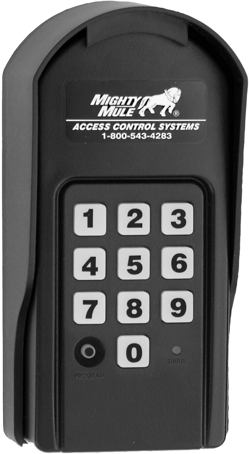 Mighty Mule Keypad and Goose Neck Mounting Post Kit, Weatherproof Post and Driveway Keypad, Backlit for Convenience, Made for Mighty Mule Gate Opener, Black, FM137-PED