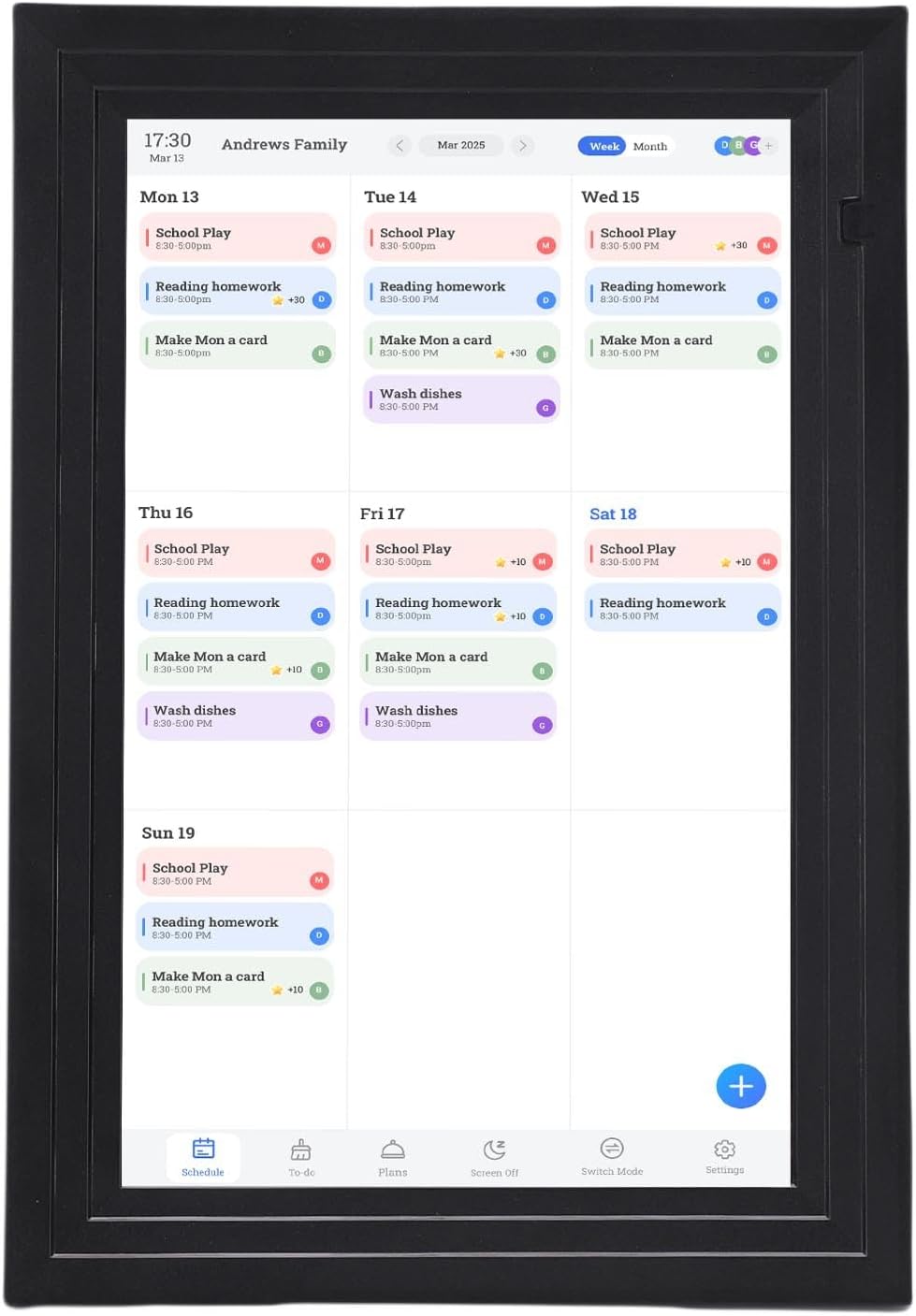 Aramox 10.1 Inch Smart Digital Calendar Touchscreen Wall Planner with AI Photo Repair Sync Family Schedule Organizer for Home Office Kids Chore Chart