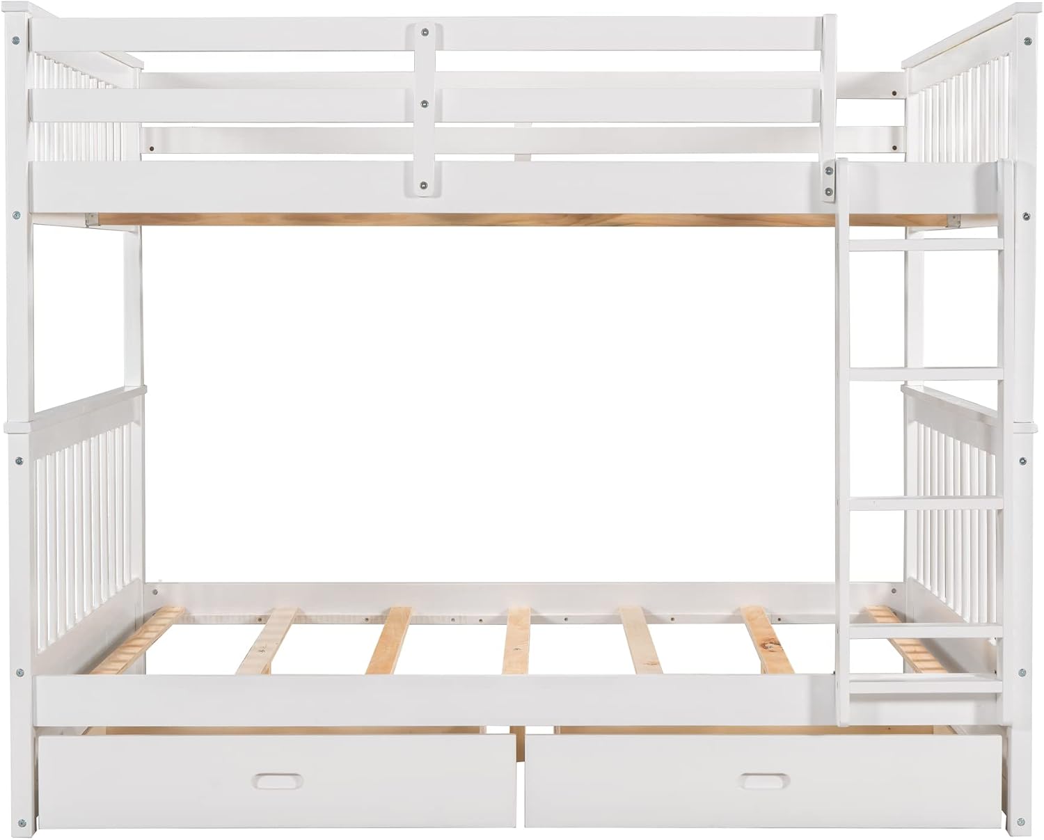 SOFTSEA Full Over Full Bunk Bed with Drawers and Built-in Ladder, No Box Spring Needed