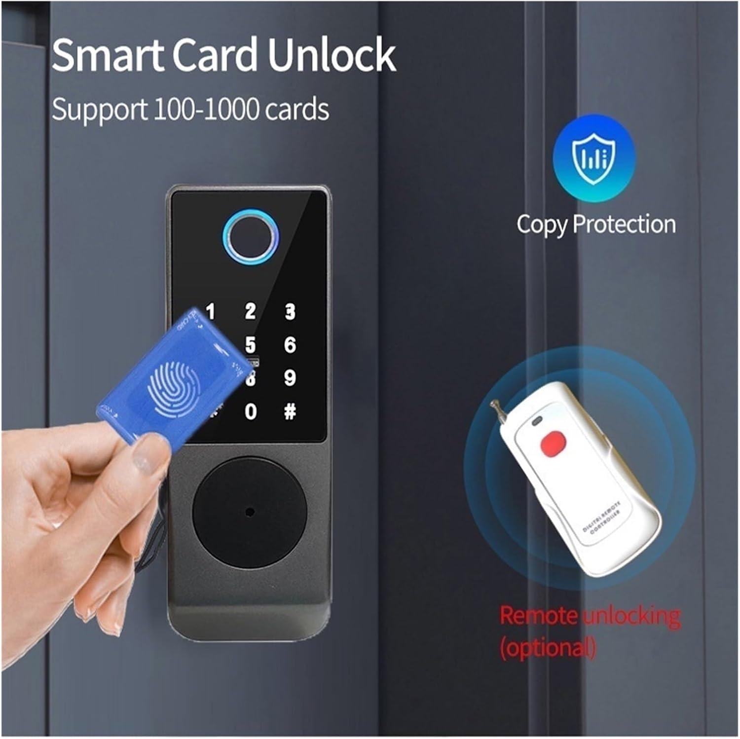 Waterproof Tuya Smart Lock WiFi Double Side Fingerprint Lock Outdoor Gate Digital Password Remote App Home Electronic Rim Lock (Color : Tuya(Double Code))