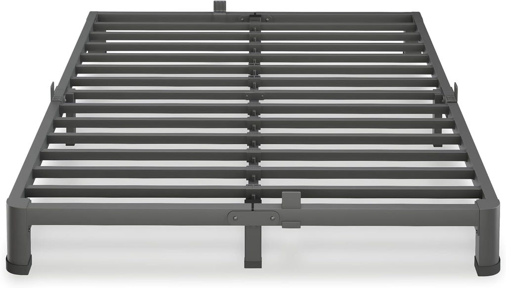 VIPSHOW 4 Inch Full Size Bed Frame, 3500Lbs Heavy Duty Metal Platform with Round Corner Legs Mattress Slide Stopper, Steel Slat Support No Box Spring Needed, Noise Free, Non-Slip, Easy Assembly