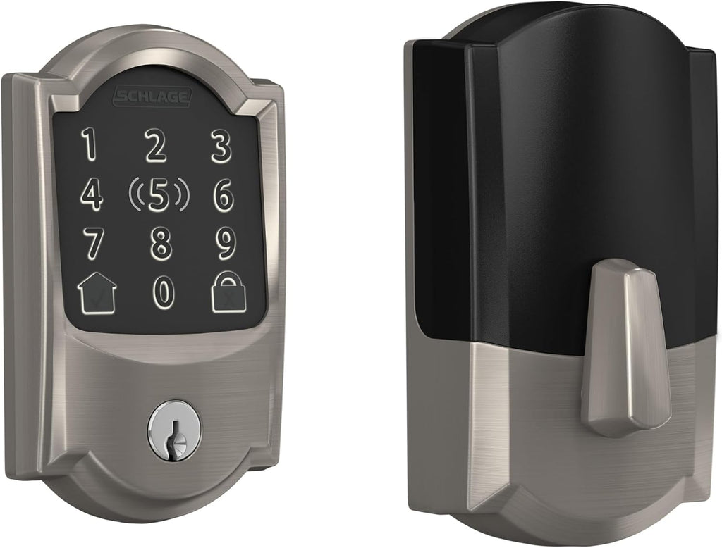 Schlage Encode Plus Smart WiFi Deadbolt Lock, Tap to Unlock, Satin Nickel | Keyless entry door lock with touchscreen, Apple watch unlock, Apple Home, Alexa & Airbnb compatible, Certified security
