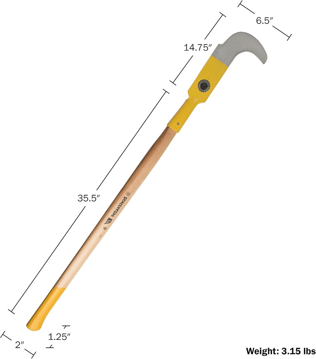 Kings County Tools Brush Cutter Weeding Sickle Garden Tool - 47' Weeder Tool for Yard Long Handle with 14.75' Steel Curved Bush Axe Blade Hook and Wood Handle - Billhook Hand Scythe