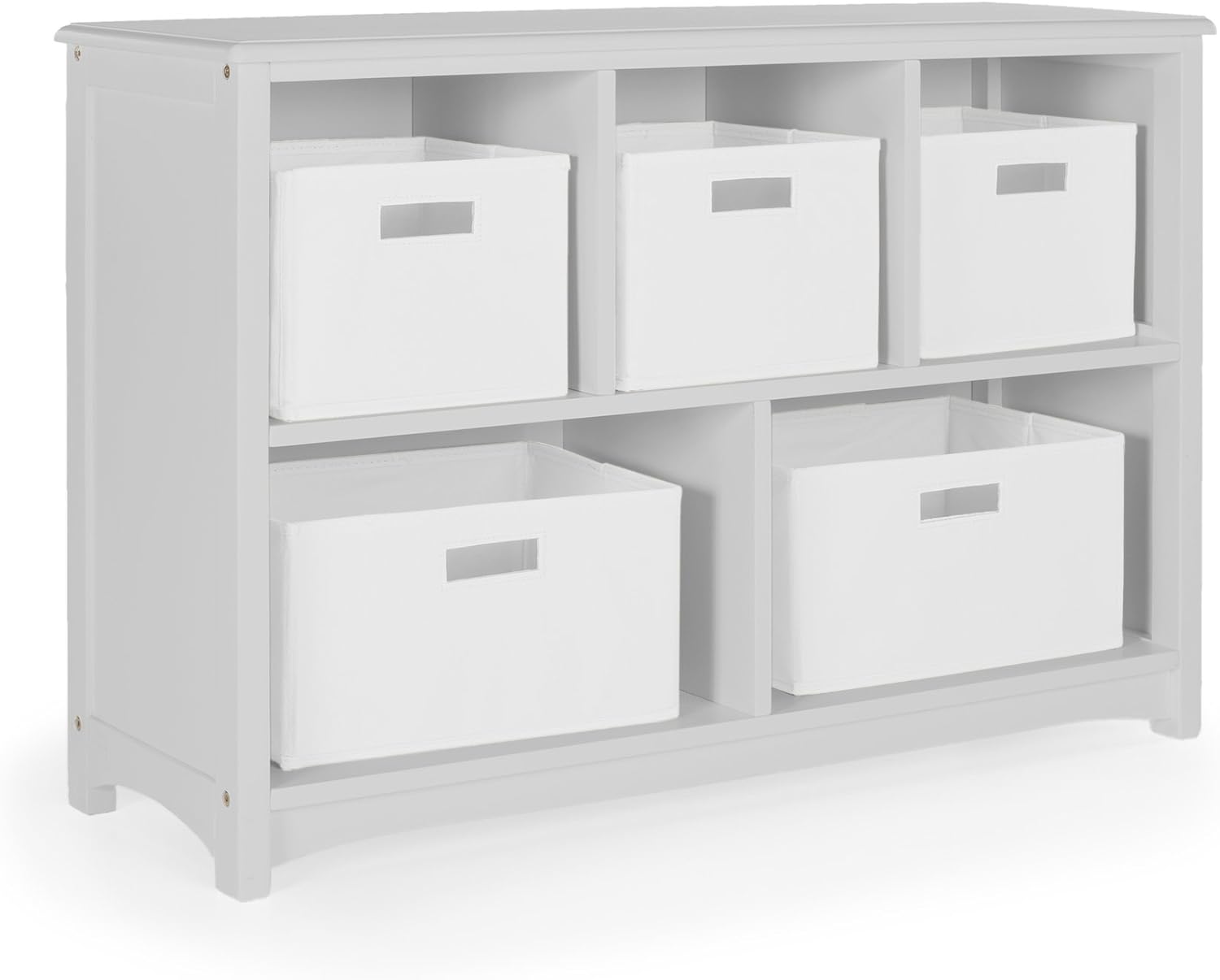 Guidecraft Classic Bookshelf - Gray: Wooden 5-Compartment Storage Shelving Unit for Kids Toys, Books, Paper, TV, and Bins - Children's Playroom Bookcase Furniture
