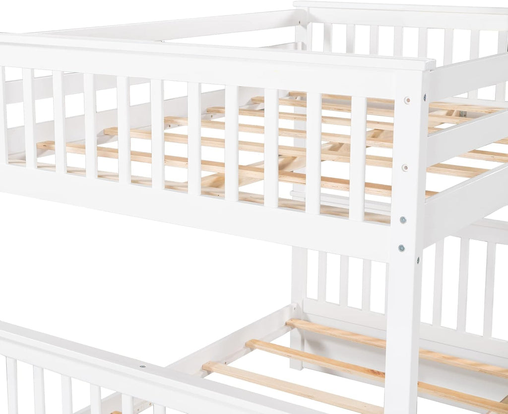 SOFTSEA Full Over Full Bunk Bed with Drawers and Built-in Ladder, No Box Spring Needed