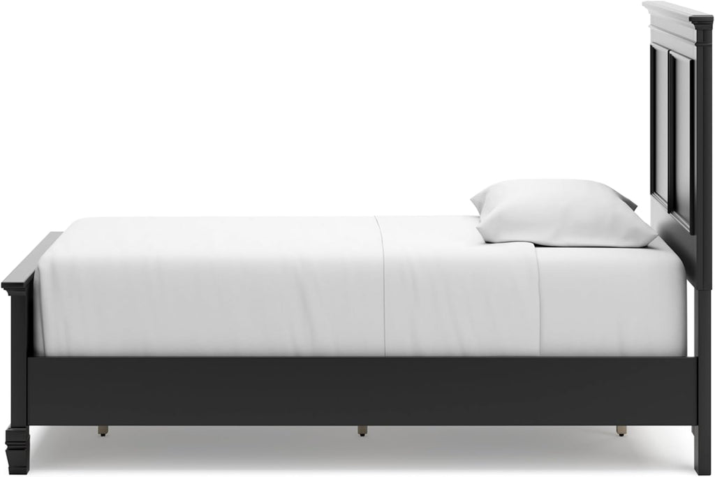 Signature Design by Ashley Lanolee Transitional Twin Panel Bed with Tapered Feet, Foundation or Box Spring Needed, Black