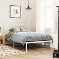 White Steel Twin Bed Frame Rectangular Modern Design with Ample Underbed Storage Space for Bedroom and Guest Room, Sturdy Metal Construction and Smooth Finish