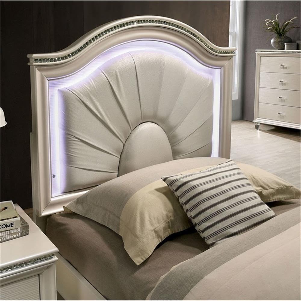 Furniture of America FOA Devado Contemporary 3-Piece White Wood Bedroom Set - Full + 2 Nightstands