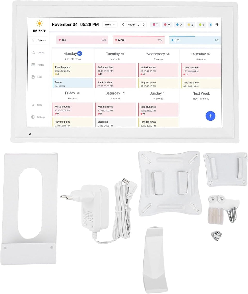 15.6 Inch Smart Digital Calendar Touch Screen, WiFi Wall Mount Family Organizer with Chore Meal Planner, Digital Photo Frame, 1080P for Home Management (US)