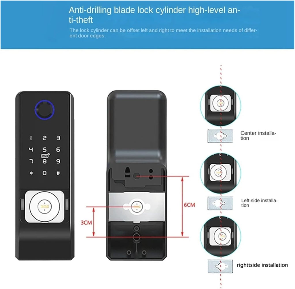 Waterproof Tuya WiFi Smart Door Lock Digital Password Double Fingerprint Electronic Rim Lock for Outdoor Iron Gate Door