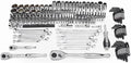 Master Mechanic 180 Piece Mechanics SAE and Metric Socket Tool Kit with 1/4, 3/8, and 1/2 Inch Drive, Assorted Bits, Adapters, Wrenches, and Hex Keys