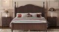 A Three-Piece Furniture Set, A Sturdy Wooden Bed with A Bedside Table, Suitable for A Family Setting(Dark Walnut(Full))