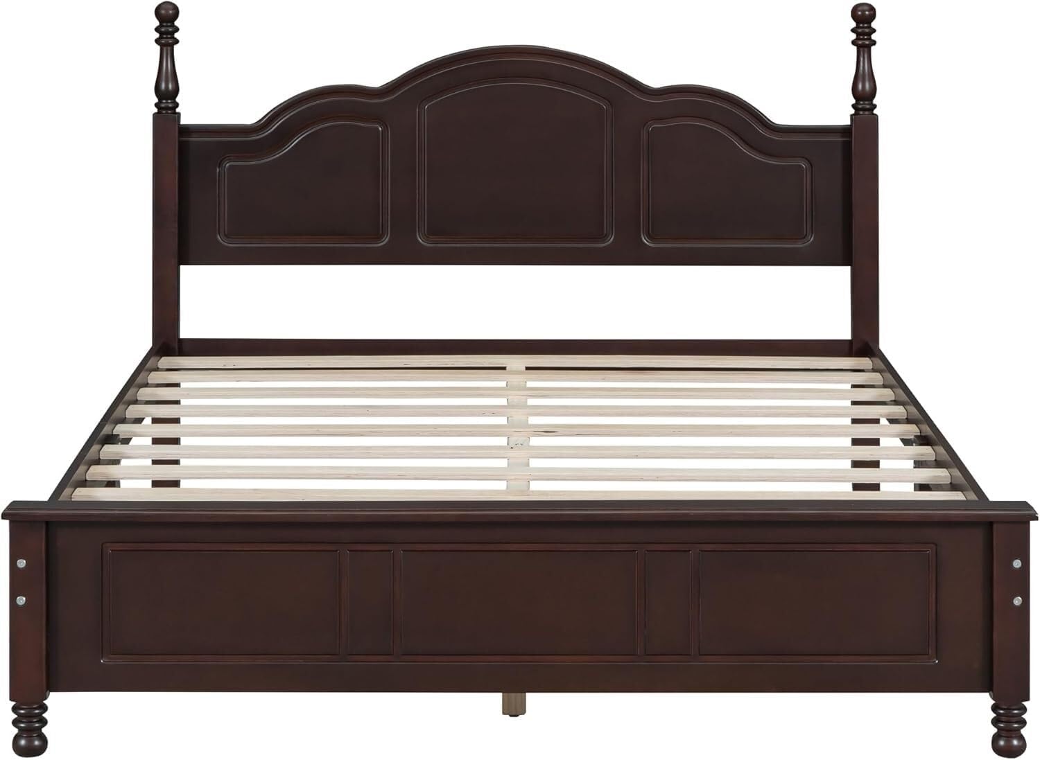 A Three-Piece Furniture Set, A Sturdy Wooden Bed with A Bedside Table, Suitable for A Family Setting(Dark Walnut(Queen))