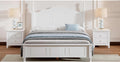 A Three-piece Furniture Set, A Sturdy Wooden Bed with A Bedside Table, Suitable for A Family Setting(White(Full))