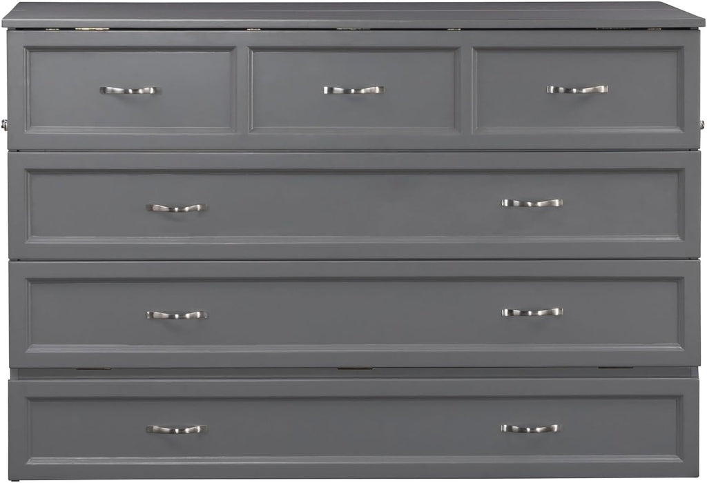 AFI Deerfield Murphy Bed Chest with Charging Station, Queen, Grey