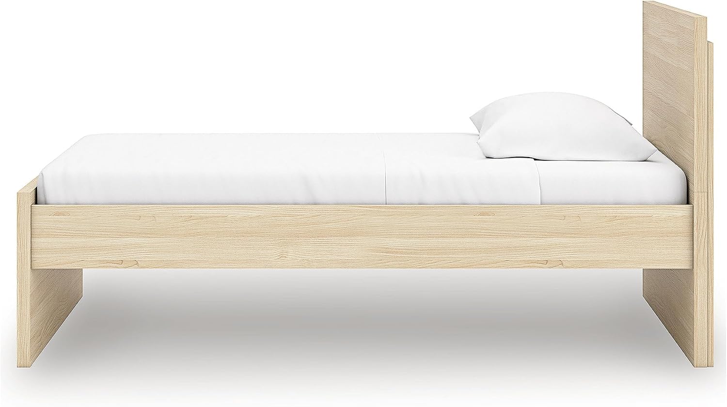 Signature Design by Ashley Onita Minimalist Panel Platform Bed, Foundation or Box Spring Not Needed, Twin, Beige