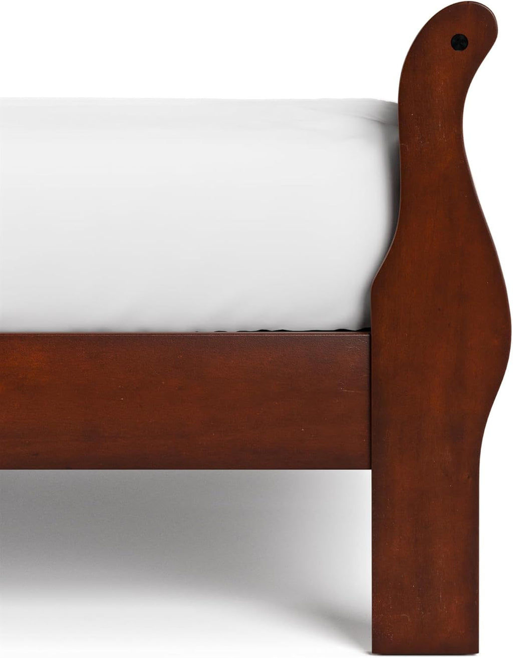 MAKLAINE Modern Transitional Solid Wood Panel Full Bed, Cherry Finish, Sleigh Design with Paneled Headboard, Footboard, and Bracket Feet, 83.5' L x 56.25' W x 47.25' H, Kids Bedroom Furniture