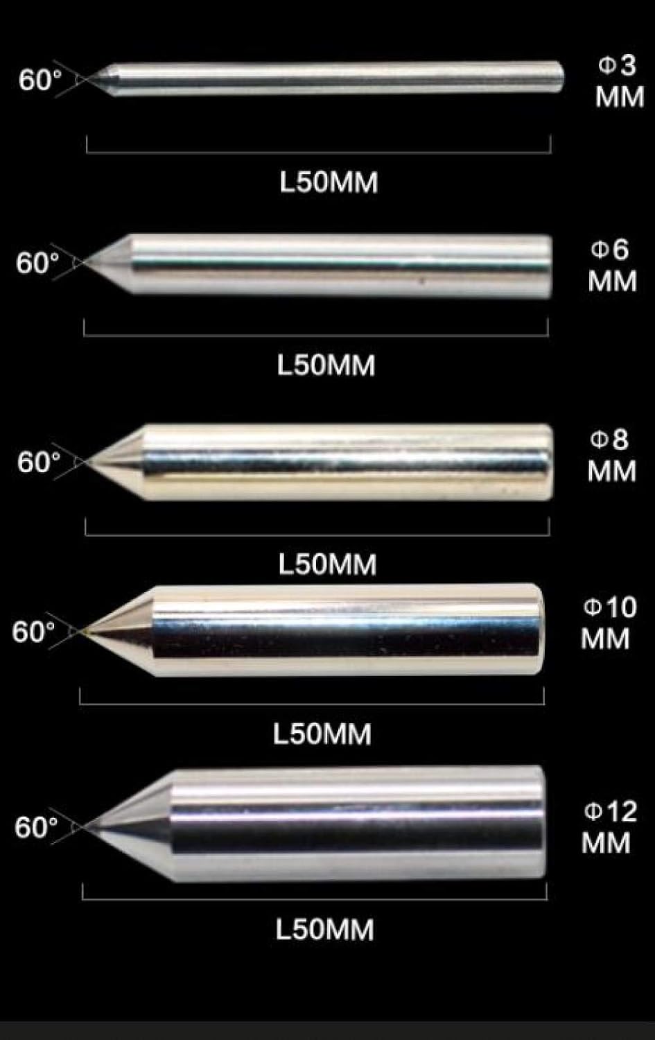 5PCS 3.175mm Dia 50mm Length 1/8 Grinding Wheel Diamond Dressing Pen Dresser Tool,6mm,5PCS