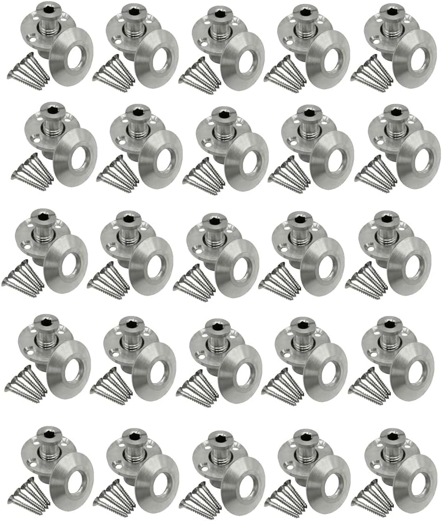 Poolzilla Pool Safety Cover Stainless Steel Anchor with Collar for Wood Decks - 25 Pack - Universal Fit