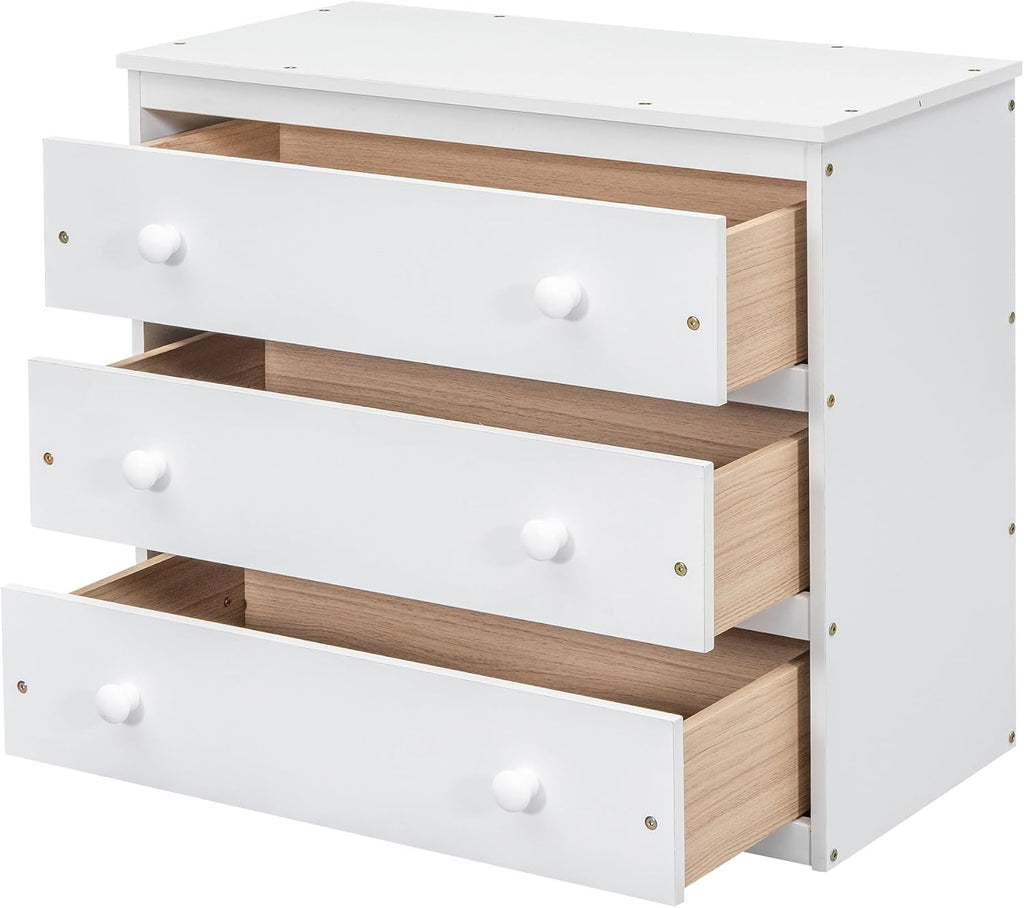 Full Size Loft Bed with Retractable Writing Desk, Wooden Loft Bed with 3 Drawers and Shelves, Storage Stairs, Versatility Low Loft Bed Storage Bed for Kids Boys Girls Bedroom (White,Storage Stairs)